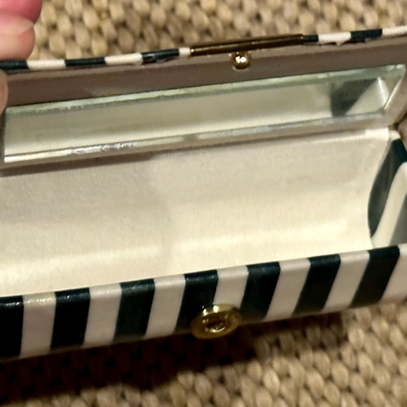 Women’s Striped Travel Cosmetic Case/Bag & Matching Lipstick Holder w/ Mirror - Picture 13 of 16